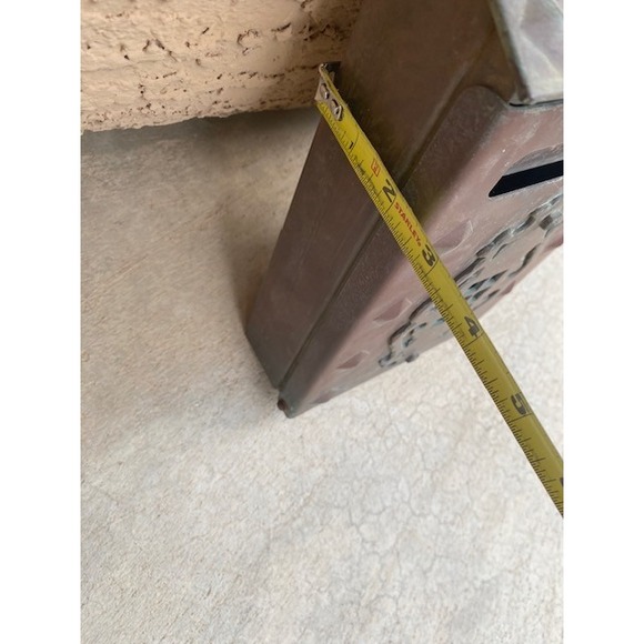 Vtg Antique Copper Wall Mount Mailbox Mission Style Patina Includes Key (Read) - Picture 11 of 12